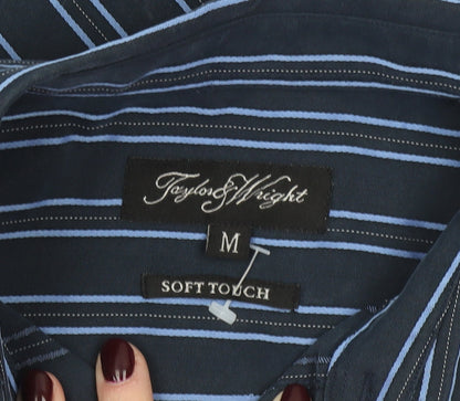Taylor & Wright Men’s Blue Striped Button-Up Shirt Size M 38-40in