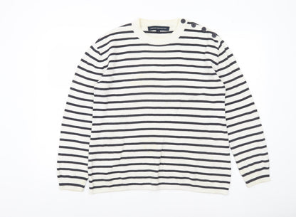 French Connection Women’s Black White Stripe Cotton Jumper M