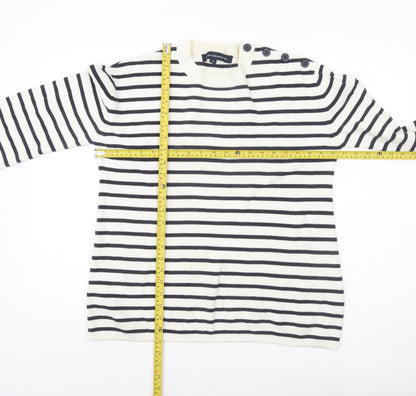 French Connection Women’s Black White Stripe Cotton Jumper M