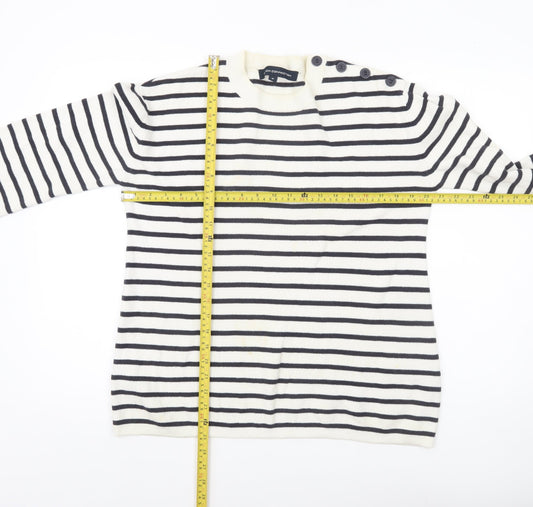 French Connection Women’s Black White Stripe Cotton Jumper M