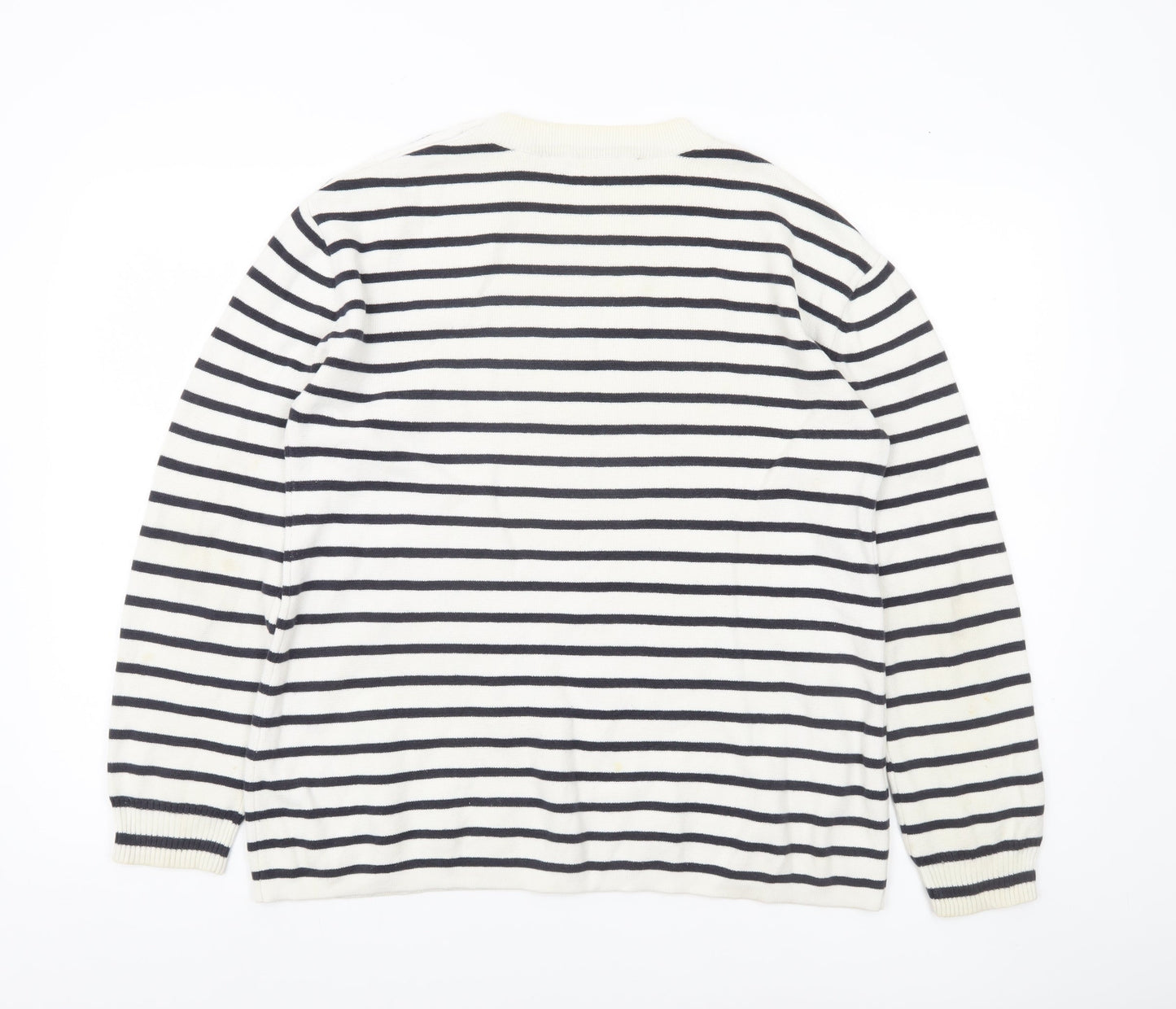 French Connection Women’s Black White Stripe Cotton Jumper M