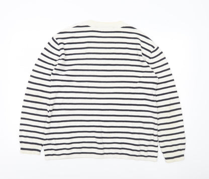 French Connection Women’s Black White Stripe Cotton Jumper M