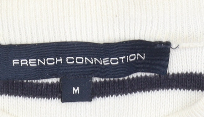 French Connection Women’s Black White Stripe Cotton Jumper M