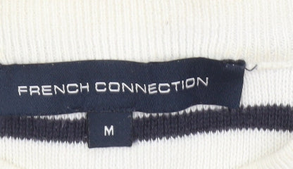 French Connection Women’s Black White Stripe Cotton Jumper M