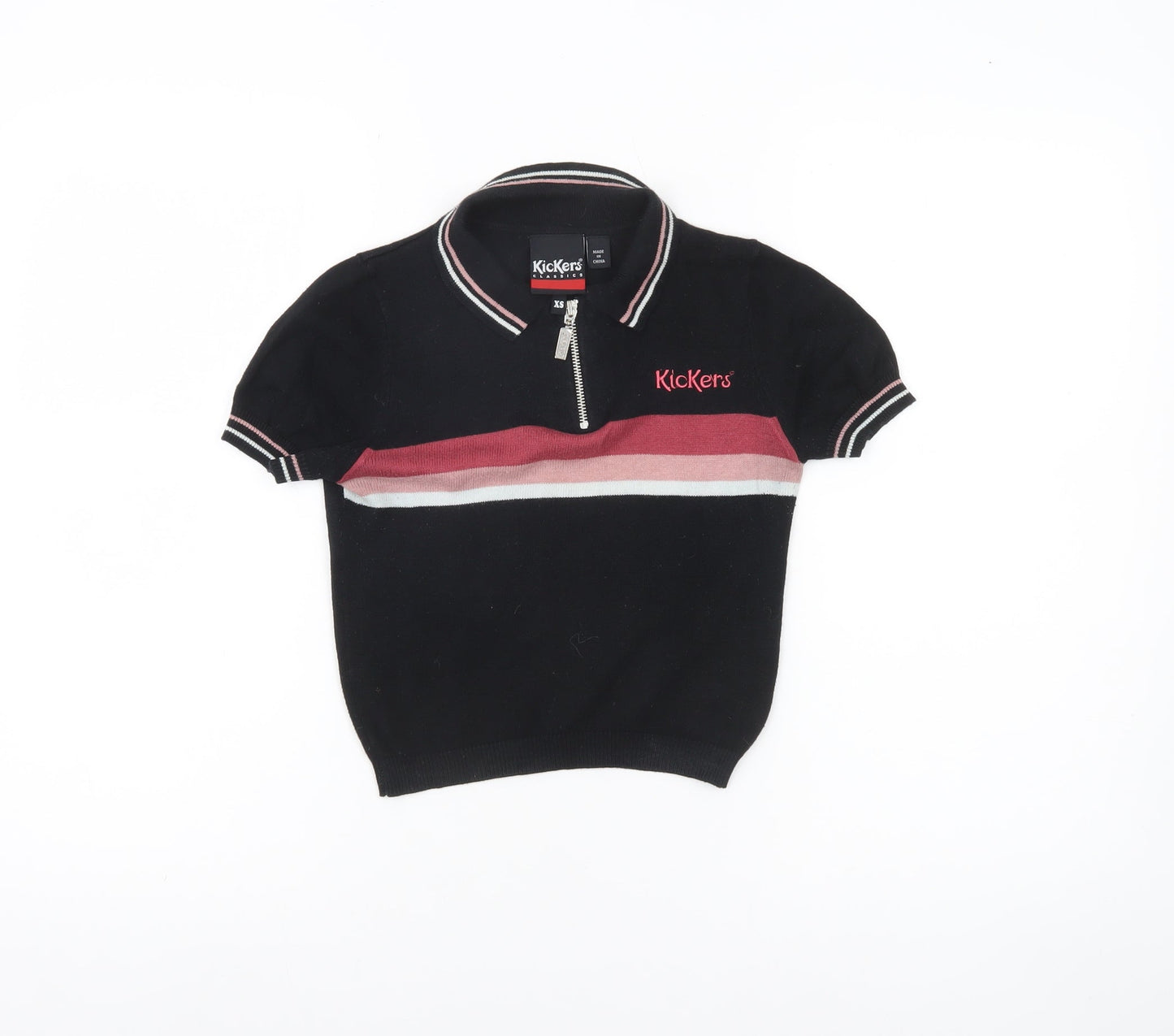 Womens UK Size XS Kickers Black Basic Polo