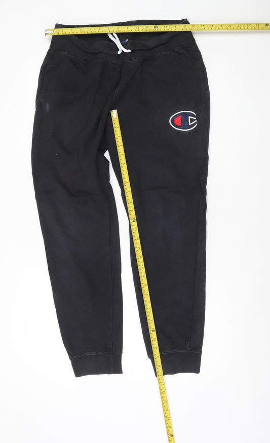 Champion Men’s Black Jogger Sweatpants L Regular Fit Logo Sportswear