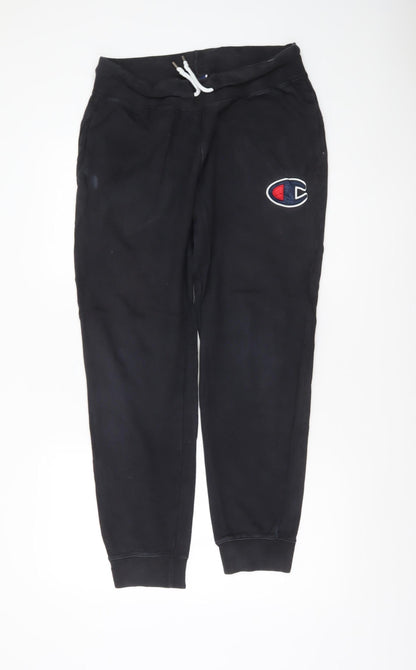 Champion Men’s Black Jogger Sweatpants L Regular Fit Logo Sportswear
