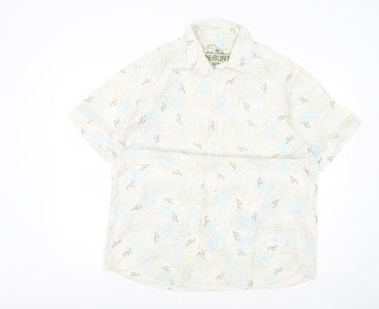 Marks and Spencer Mens Beige Floral Hawaiian Shirt L 41-43" Cotton
