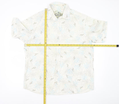 Marks and Spencer Mens Beige Floral Hawaiian Shirt L 41-43" Cotton