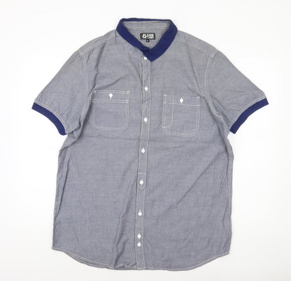 DNM 73SR Men’s Blue Chambray Cotton Short Sleeve Shirt XL