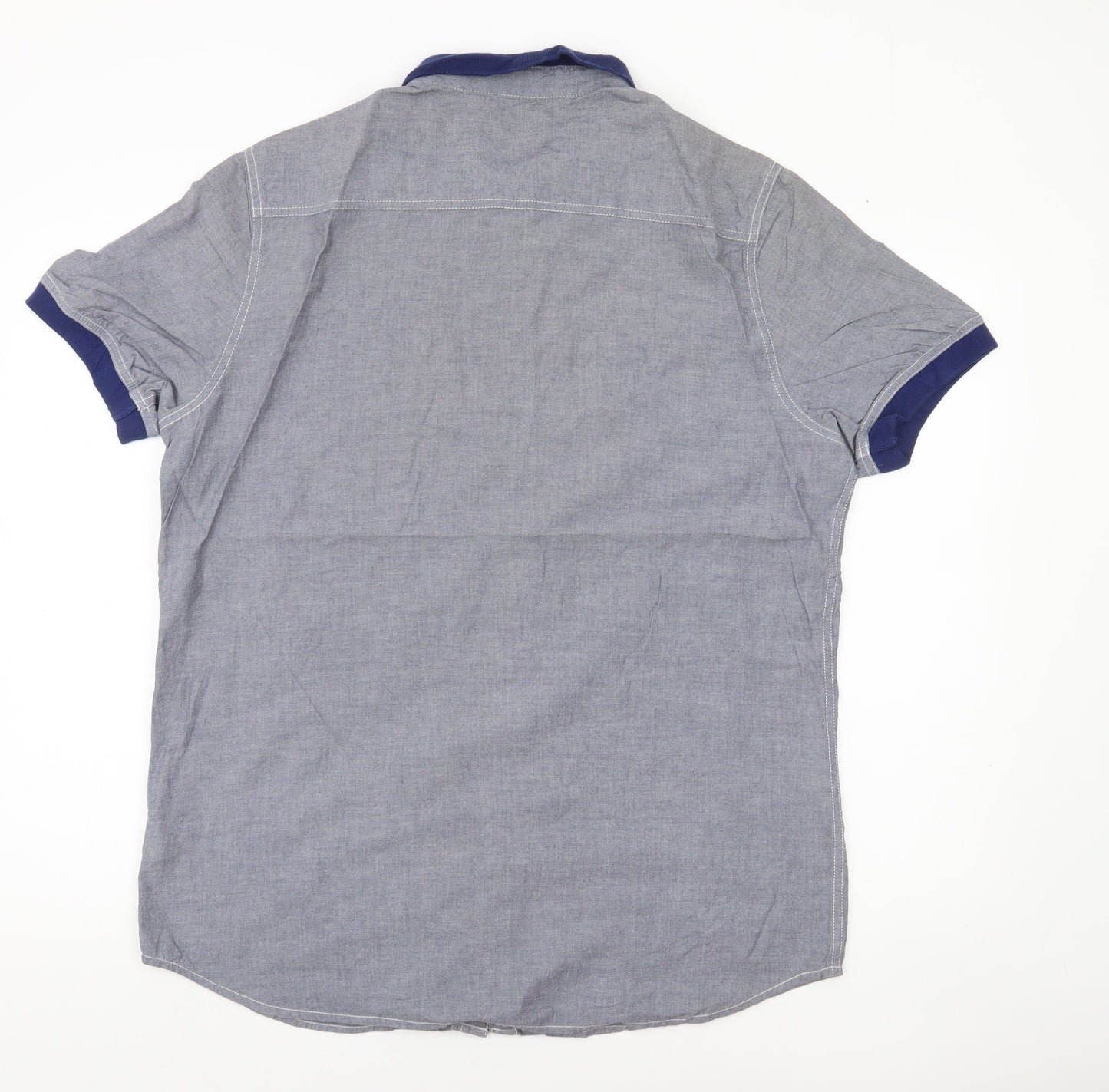 DNM 73SR Men’s Blue Chambray Cotton Short Sleeve Shirt XL