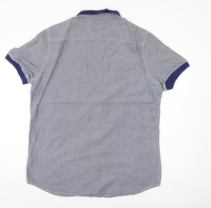 DNM 73SR Men’s Blue Chambray Cotton Short Sleeve Shirt XL