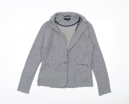 New Look Womens Blue Striped Jersey Blazer Jacket Size 12