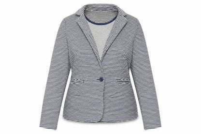 New Look Womens Blue Striped Jersey Blazer Jacket Size 12