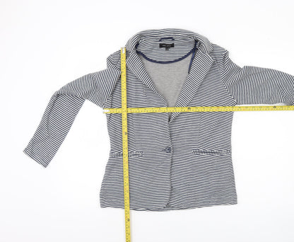 New Look Womens Blue Striped Jersey Blazer Jacket Size 12