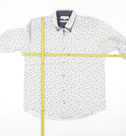 Next Men’s White Floral Print Regular Fit Cotton Shirt M 39-41"