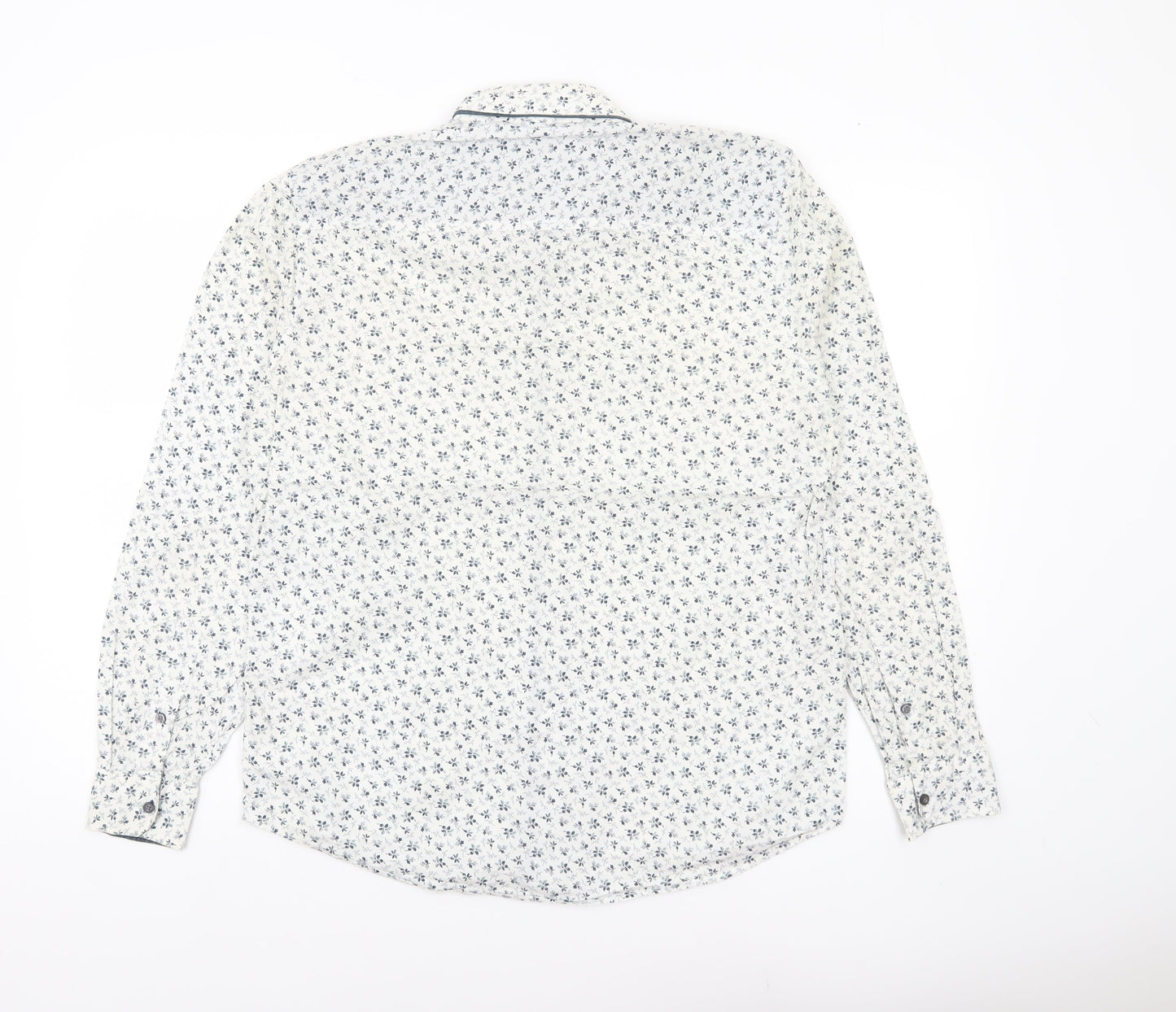Next Men’s White Floral Print Regular Fit Cotton Shirt M 39-41"
