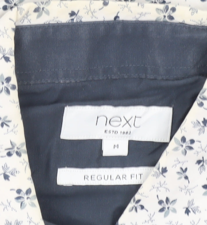 Next Men’s White Floral Print Regular Fit Cotton Shirt M 39-41"