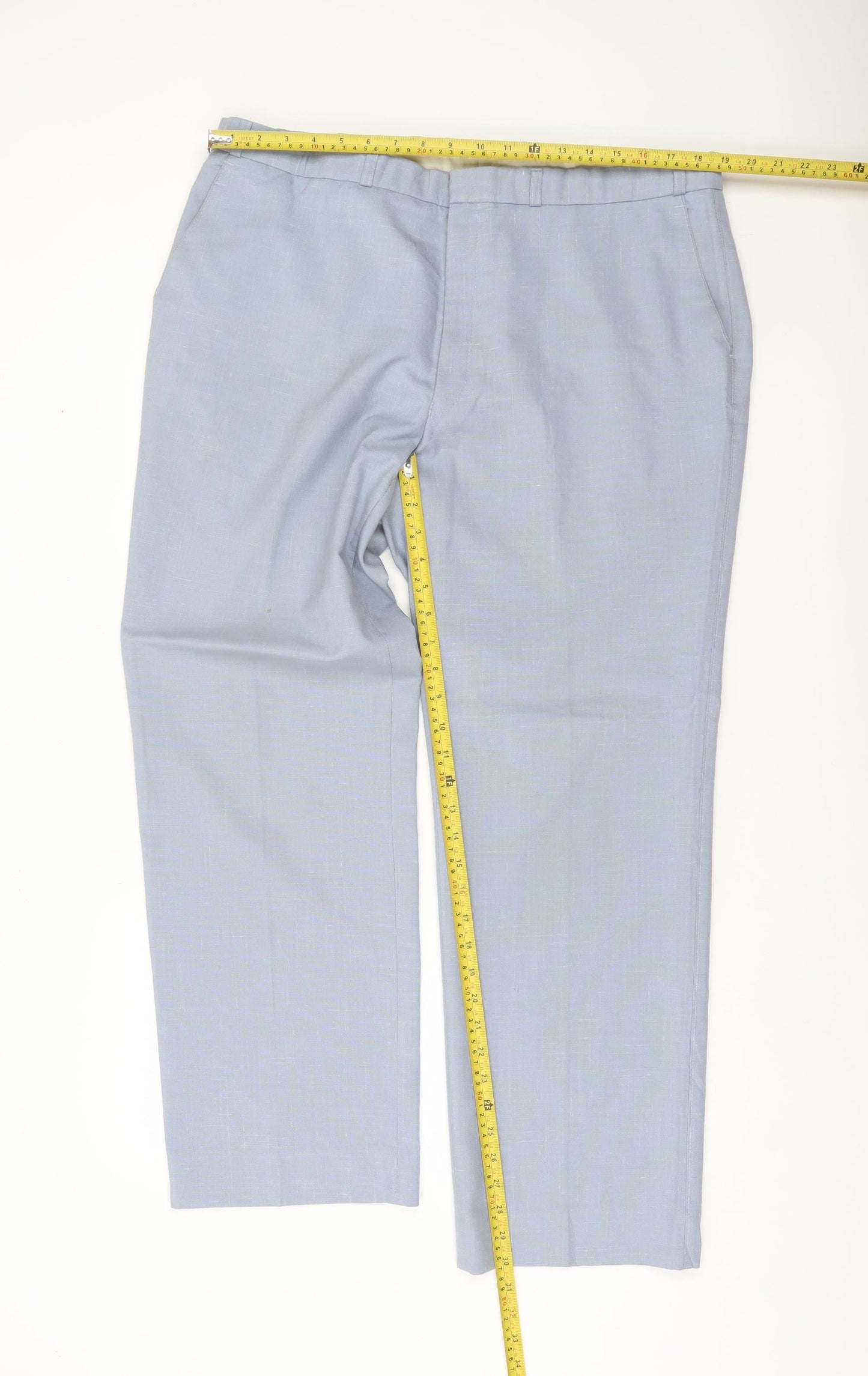 Marks and Spencer Mens Blue 40W 31L Dress Trousers Wool Blend