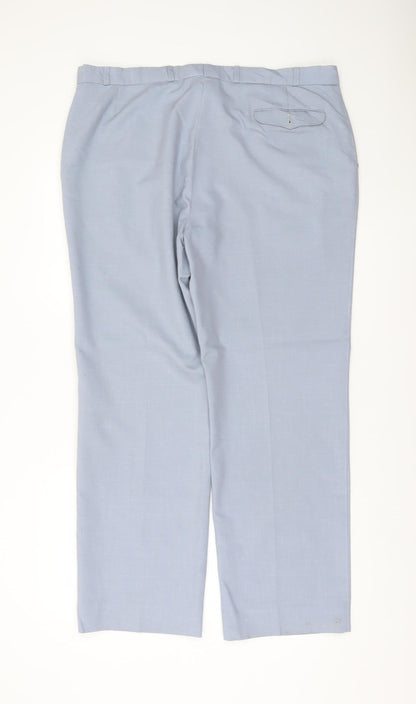 Marks and Spencer Mens Blue 40W 31L Dress Trousers Wool Blend