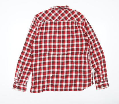 Regatta Men's Red Check Long Sleeve Button-Up Shirt Size M Cotton