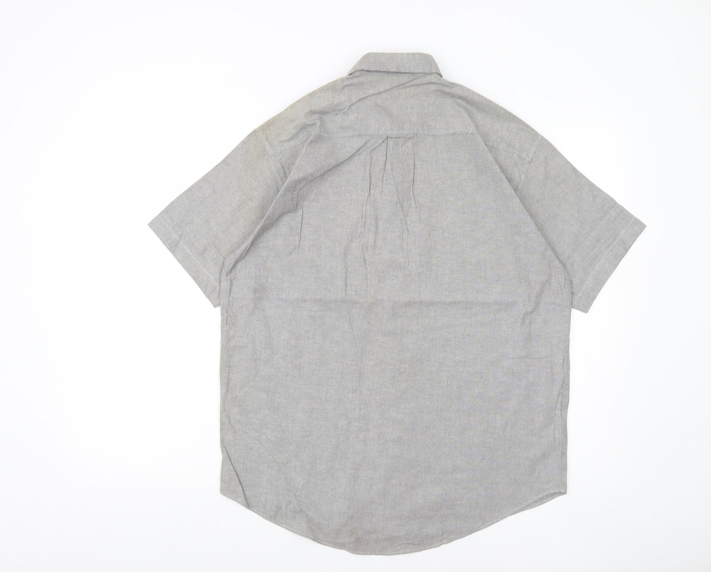 Polo Men’s Grey Cotton Short Sleeve Button-Down Shirt M