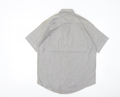 Polo Men’s Grey Cotton Short Sleeve Button-Down Shirt M
