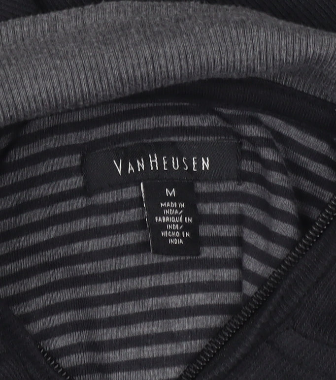 Van Heusen Men’s Black M 1/4 Zip High Neck Sweatshirt