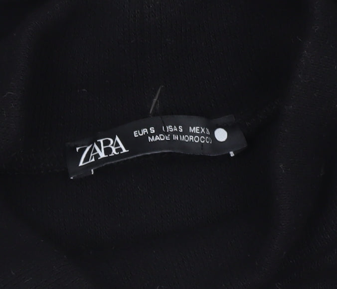 Zara Women Black Size 8 A-Line Long Dress High Neck Pockets