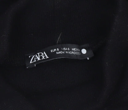 Zara Women Black Size 8 A-Line Long Dress High Neck Pockets