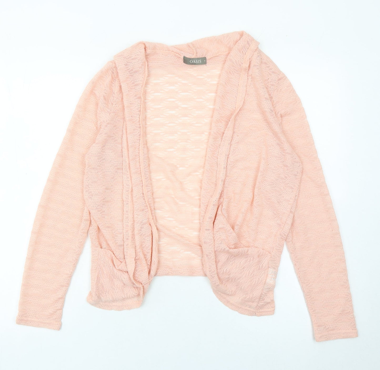 Oasis Womens Pink M Open Knit Lightweight Cardigan Long Sleeve