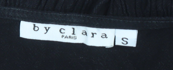 By Clara Women’s Black Short Sheath Dress Size S V-Neck Ruffle