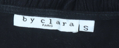 By Clara Women’s Black Short Sheath Dress Size S V-Neck Ruffle
