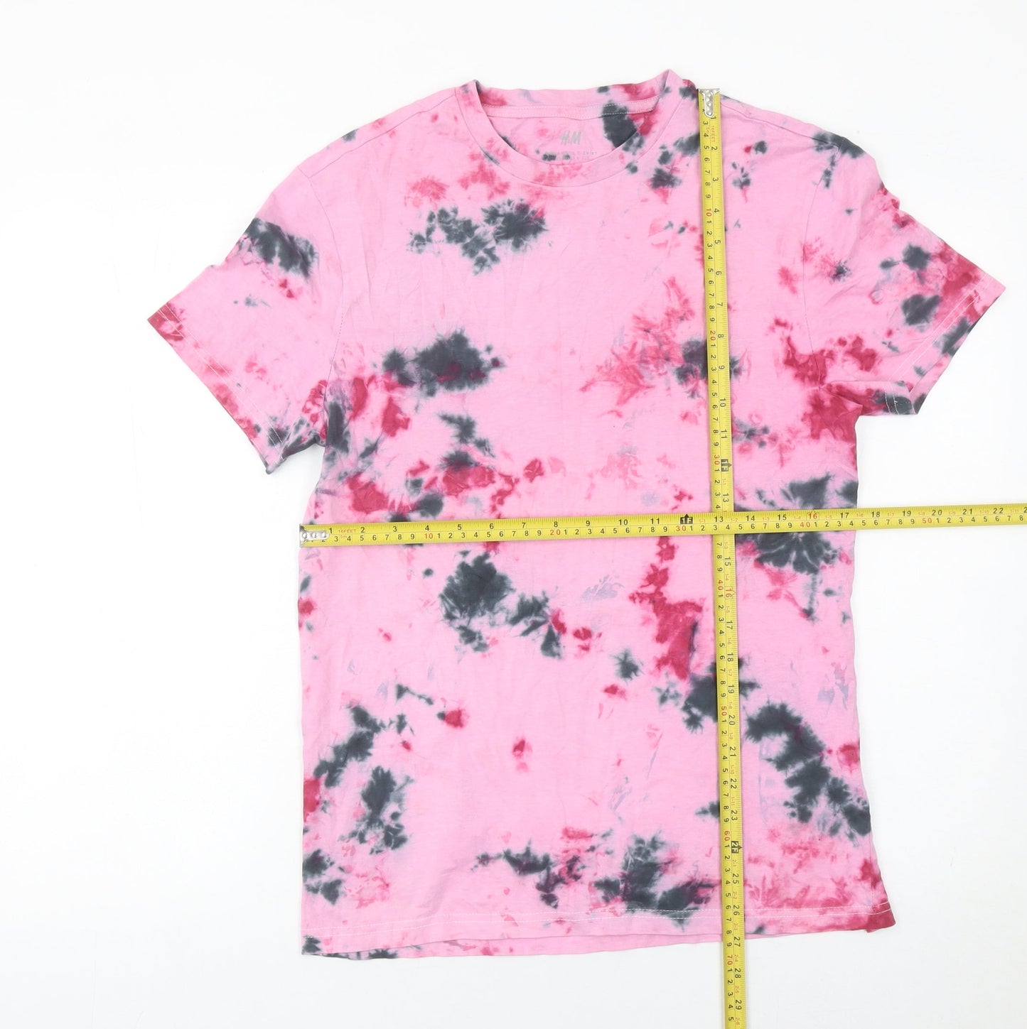 H&M Women’s Pink Tie Dye Cotton T-Shirt Small Casual Top