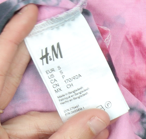 H&M Women’s Pink Tie Dye Cotton T-Shirt Small Casual Top