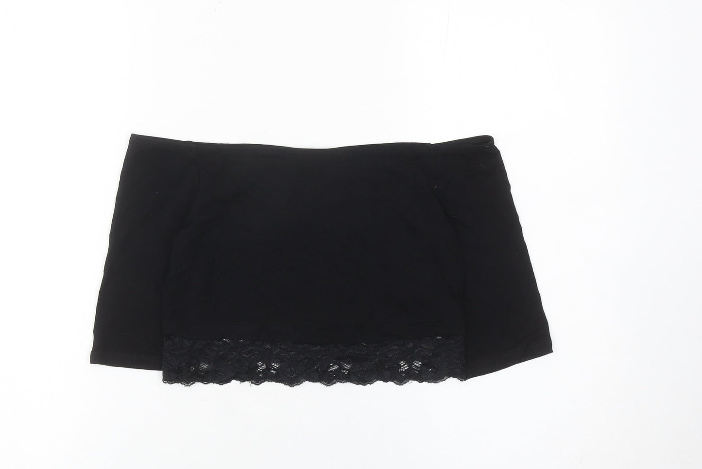 Miss Selfridge Women’s Black Cropped Lace Off Shoulder Top Size 10