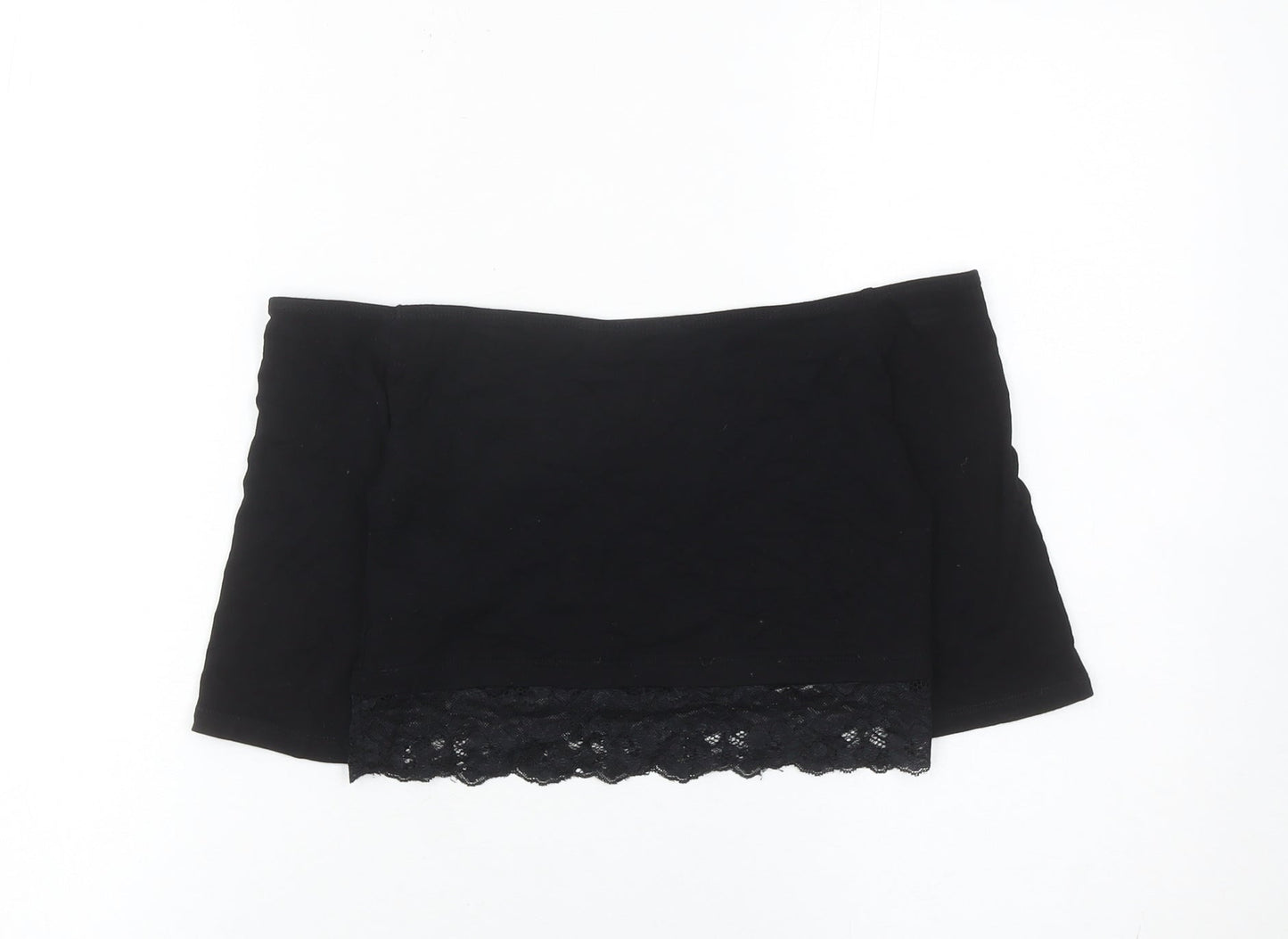 Miss Selfridge Women’s Black Cropped Lace Off Shoulder Top Size 10