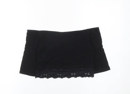 Miss Selfridge Women’s Black Cropped Lace Off Shoulder Top Size 10