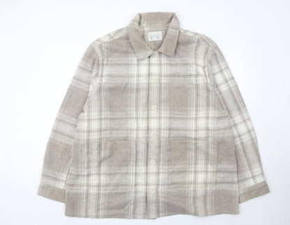 FW Bridge Womens Beige Check Jacket 2XL Plus Long Sleeve Casual
