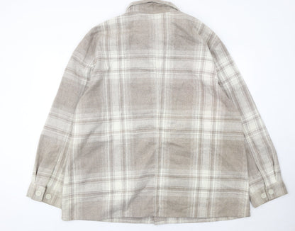 FW Bridge Womens Beige Check Jacket 2XL Plus Long Sleeve Casual