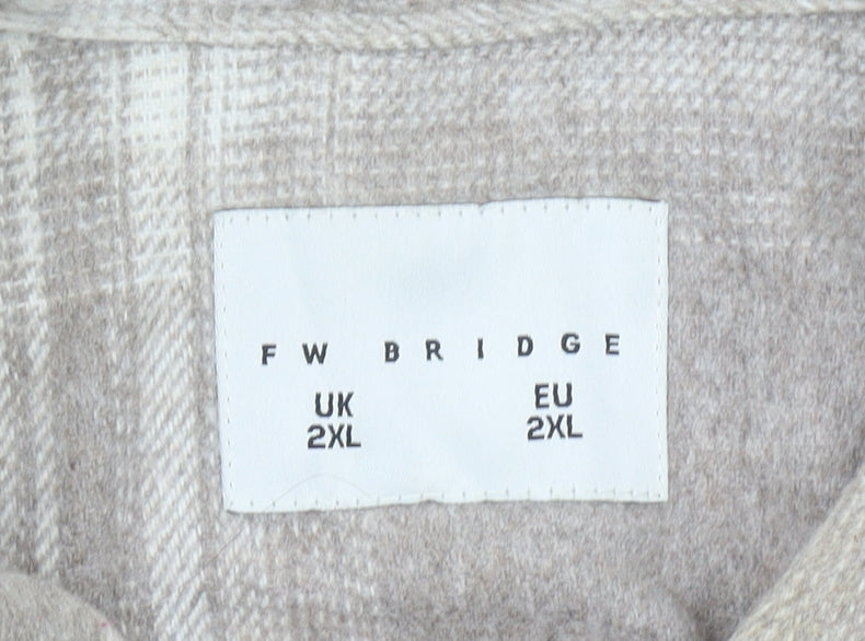 FW Bridge Womens Beige Check Jacket 2XL Plus Long Sleeve Casual