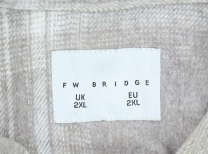 FW Bridge Womens Beige Check Jacket 2XL Plus Long Sleeve Casual