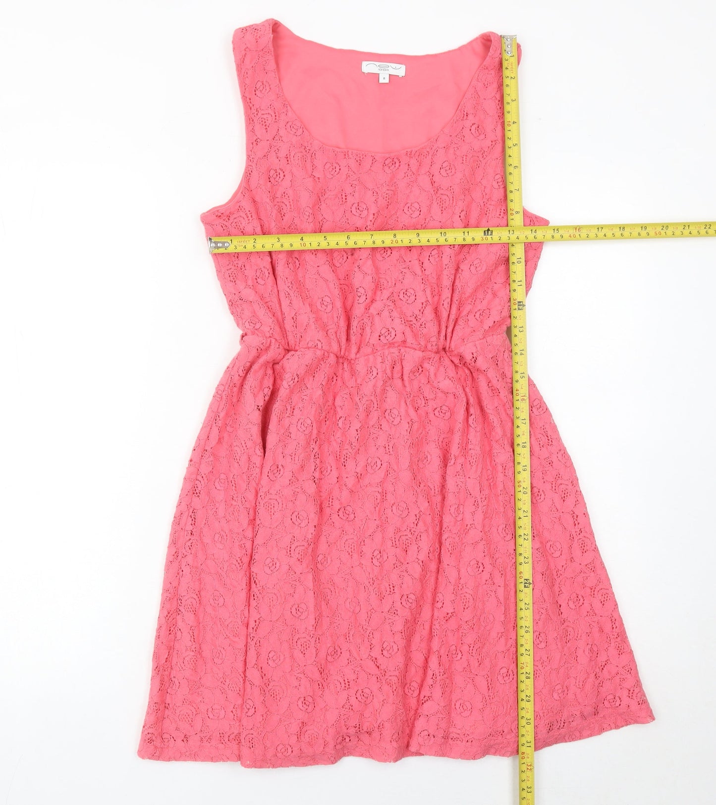 New Look Women’s Pink Lace A-Line Knee Length Dress Size 8