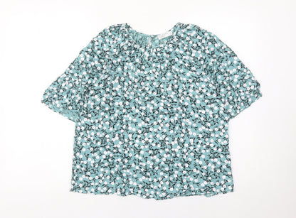 Matalan Women’s Blue Floral Blouse Size 8 Viscose Tunic Top