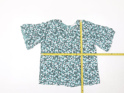 Matalan Women’s Blue Floral Blouse Size 8 Viscose Tunic Top