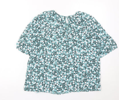 Matalan Women’s Blue Floral Blouse Size 8 Viscose Tunic Top