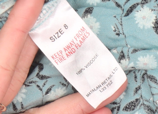 Matalan Women’s Blue Floral Blouse Size 8 Viscose Tunic Top