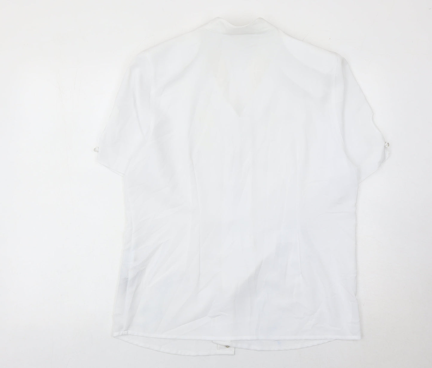 C&A Women White Embroidered Short Sleeve Blouse Size 16