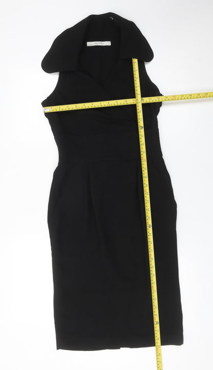 Zara Basic Women’s Black Knee Length Sheath Dress M Collared Workwear