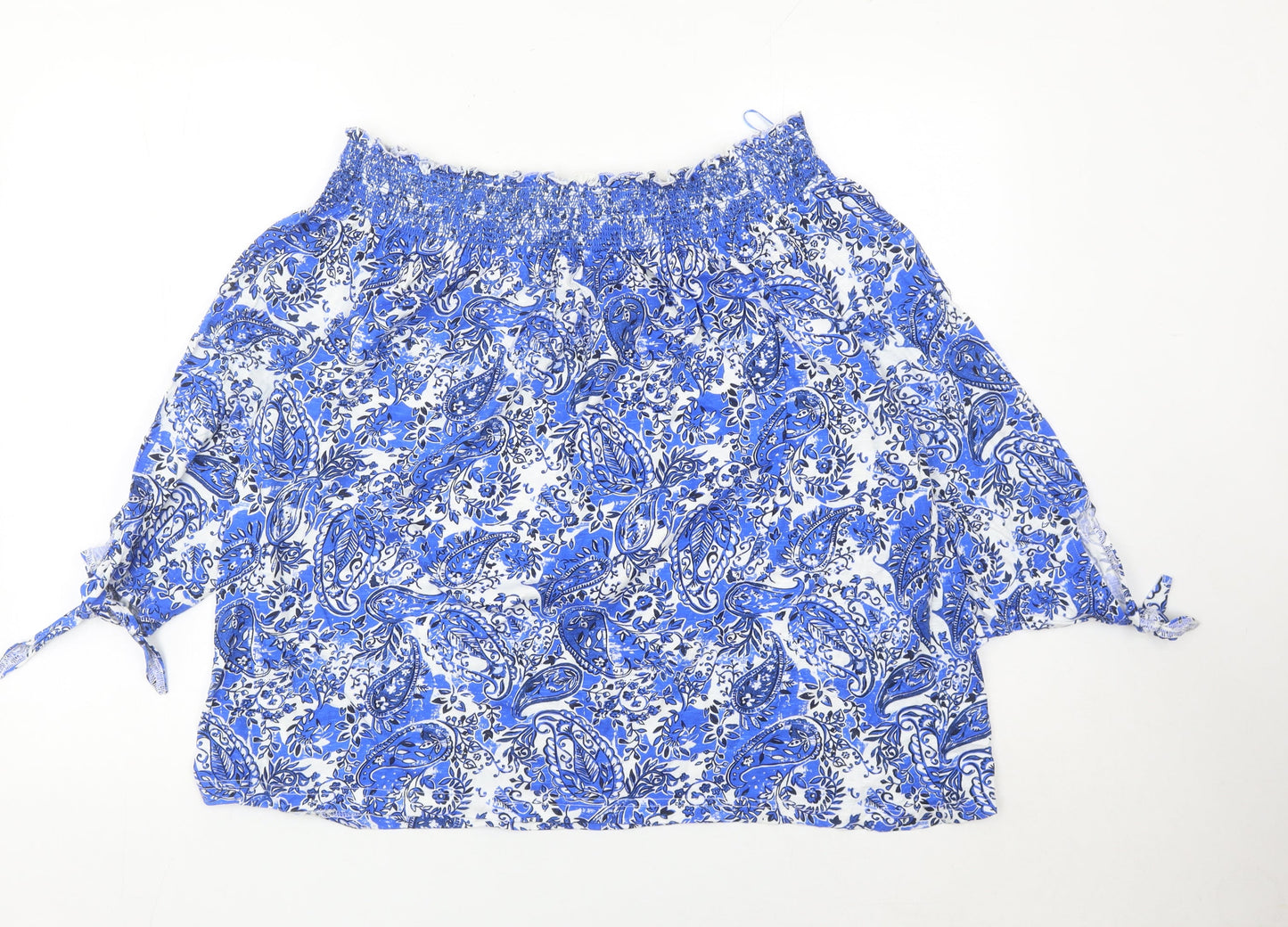 Next Women’s Blue Paisley Off Shoulder Blouse UK 16